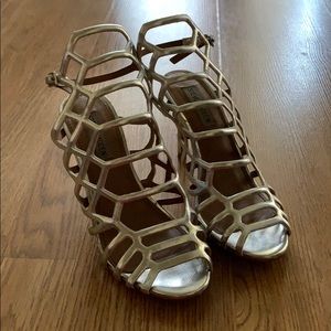 Steve Madden silver strapped heels